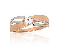 Zelta gredzens# 1101201(Au-R+PRh-W)_CZ