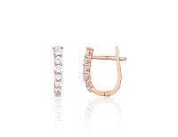 Золотые серьги# 1201704(Au-R+PRh-W)_CZ