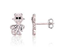 Silberne Ohrstecker# 2203732(PRh-Gr)_CZ+CZ-BK
