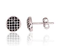 Silberne Ohrstecker# 2203734(PRh-Gr)_CZ-BK