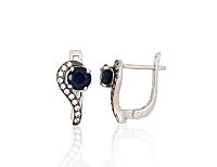 Silberne Ohrringe# 2204039(PRh-Gr+PRh-Bk)_CZ+SA