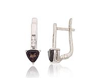 Серебряные серьги# 2204058(PRh-Gr)_CZ+KZSM