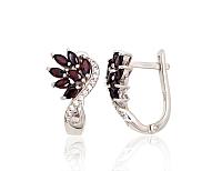 Серебряные серьги# 2204059(PRh-Gr)_CZ+GR