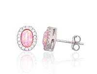 Серебряные серьги-пуссеты# 2204143(PRh-Gr)_CZ+OP-PI