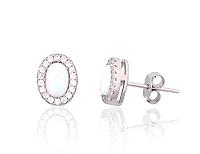 Серебряные серьги-пуссеты# 2204143(PRh-Gr)_CZ+OP-W