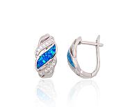Серебряные серьги-пуссеты# 2204146(PRh-Gr)_CZ+OP-B
