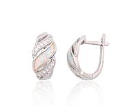Серебряные серьги-пуссеты# 2204146(PRh-Gr)_CZ+OP-W