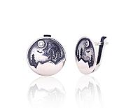 Sudraba auskari # 2204265(POx-Bk)_CZ