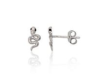 Серебряные серьги-пуссеты# 2204291(PRh-Gr)_CZ-BK
