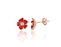 Серебряные серьги-пуссеты# 2204298(PAu-R)_CZ+ML-R