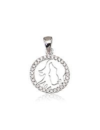 Серебряный кулон# 2300388(PRh-Gr)_CZ